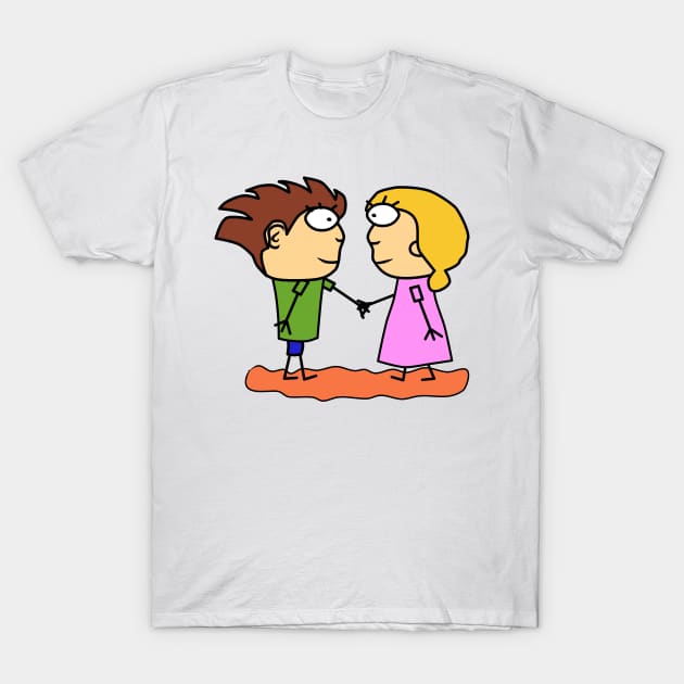 Girl and boy. Love and friendship. Lovers. Interesting design, modern, interesting drawing. Hobby and interest. Concept and idea. T-Shirt by grafinya